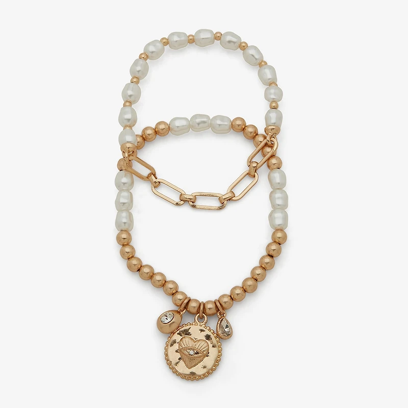 a.n.a Gold Tone Womens 2-pc. White Bracelet Set
