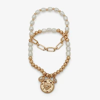 a.n.a Gold Tone Womens 2-pc. White Bracelet Set