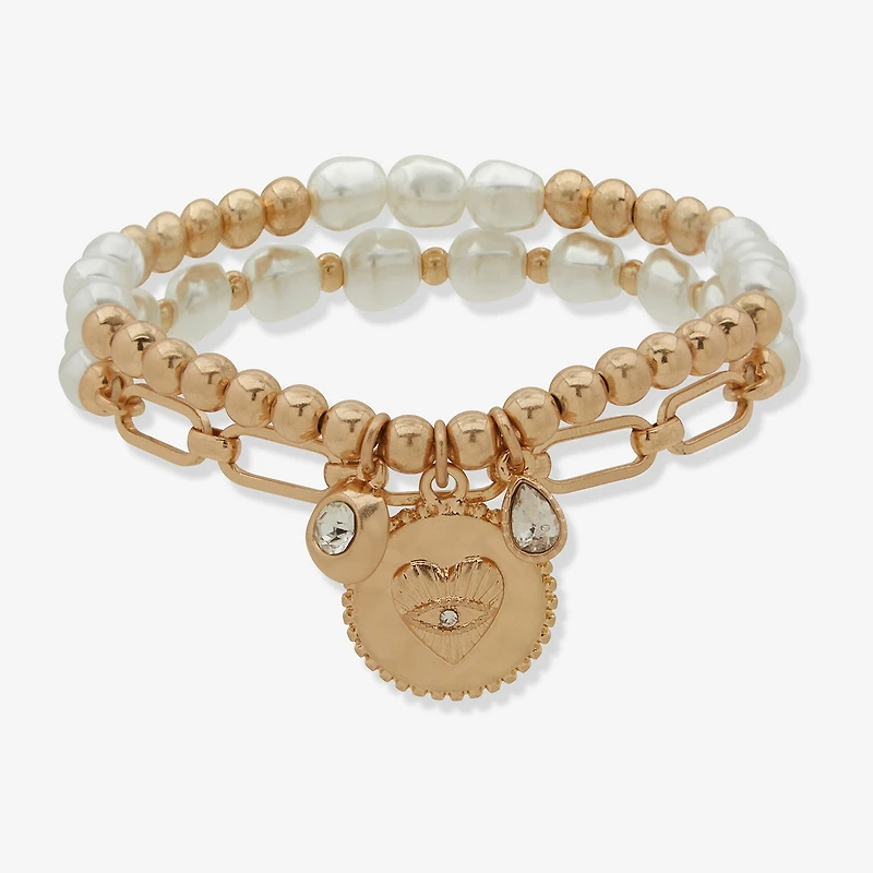 a.n.a Gold Tone Womens 2-pc. White Bracelet Set