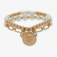 a.n.a Gold Tone Womens 2-pc. White Bracelet Set