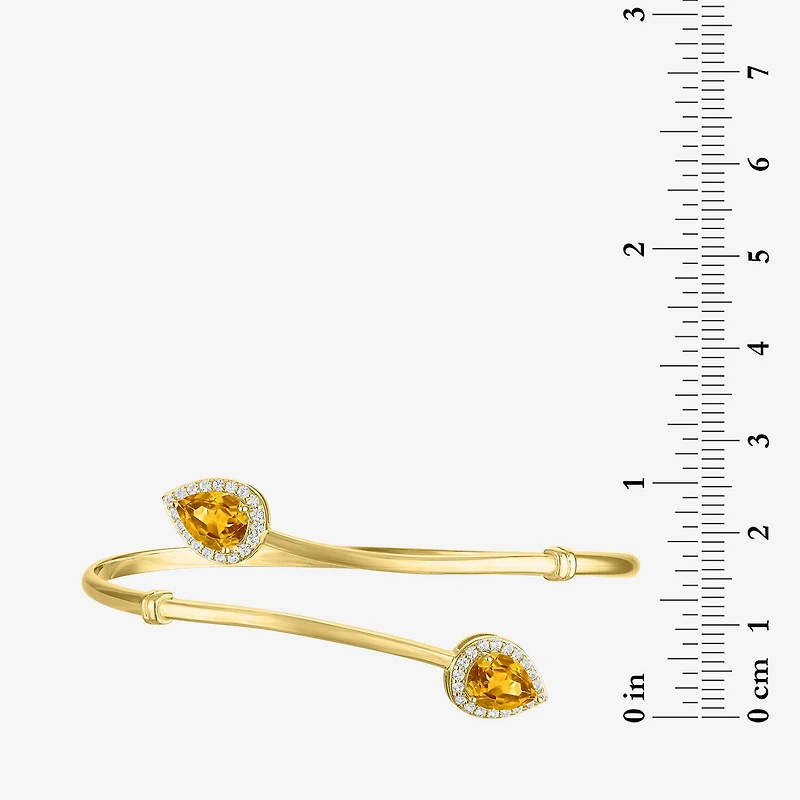 Womens Yellow Citrine 14K Gold Over Silver Cuff Bracelet