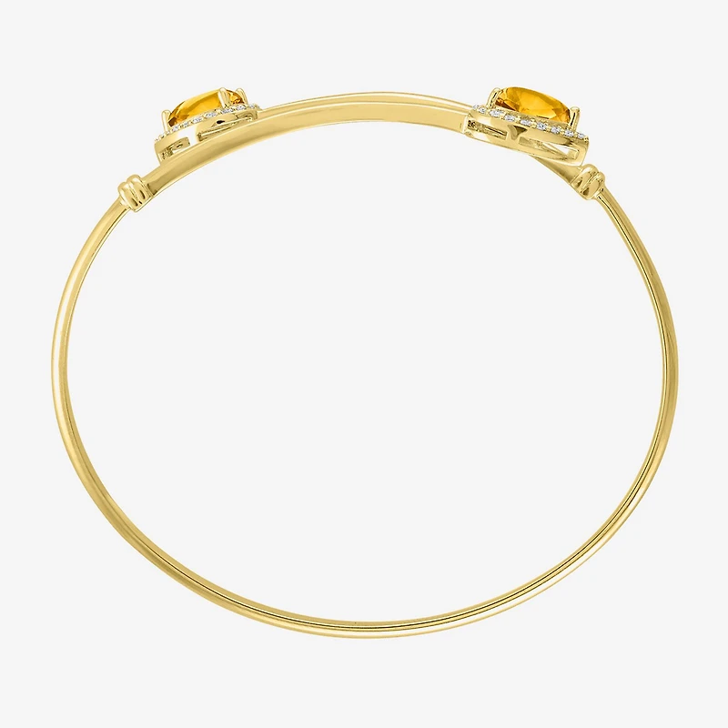 Womens Yellow Citrine 14K Gold Over Silver Cuff Bracelet