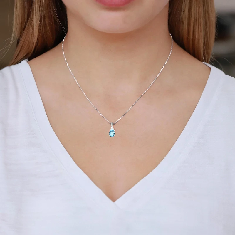 Womens Gemstone Sterling Silver or 14K Gold Over Pear Pendant Necklace