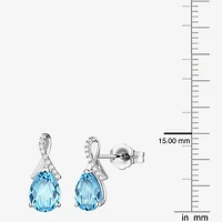 Womens Gemstone Sterling Silver or 14K Gold Over 14mm Pear Stud Earrings