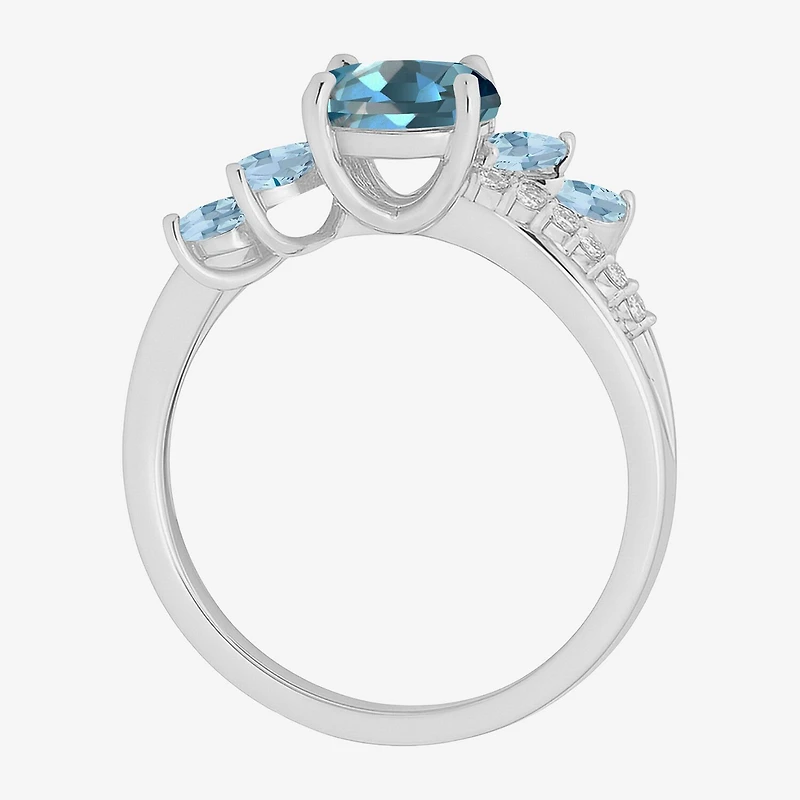 Gemstone 14K Gold Over Silver or Sterling Side Stone Cocktail Ring