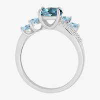 Gemstone 14K Gold Over Silver or Sterling Side Stone Cocktail Ring
