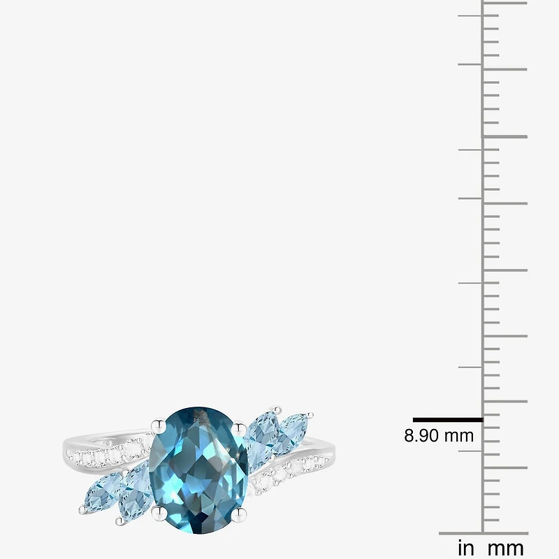 Gemstone 14K Gold Over Silver or Sterling Side Stone Cocktail Ring