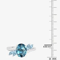 Gemstone 14K Gold Over Silver or Sterling Side Stone Cocktail Ring