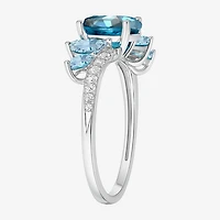 Gemstone 14K Gold Over Silver or Sterling Side Stone Cocktail Ring