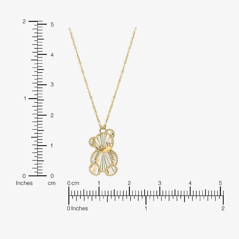 Gold Addiction Teddy Bear Womens 10K Gold 18 Inch Pendant Necklace