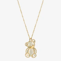 Gold Addiction Teddy Bear Womens 10K Gold 18 Inch Pendant Necklace