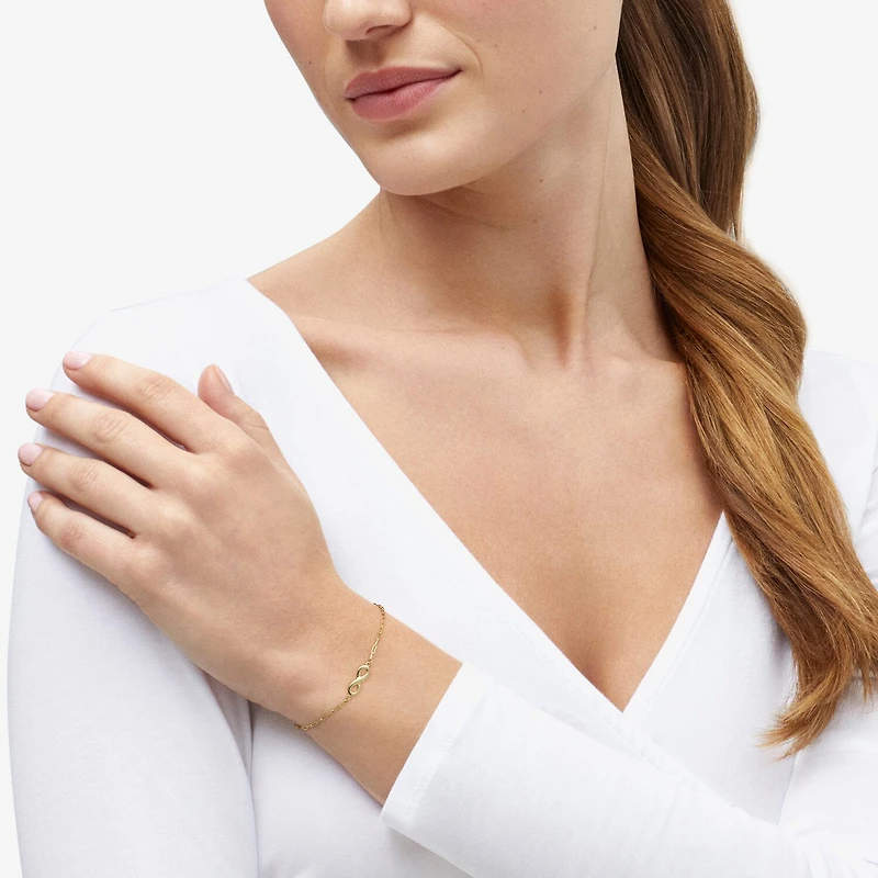 Gold Addiction Womens 10K Gold 7.25 Inch Solid Chain Bracelet