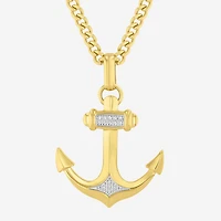 (H-I, I2-I3) Mens Diamond Accent Natural White Diamond Stainless Steel 24 Inch Pendant Necklace