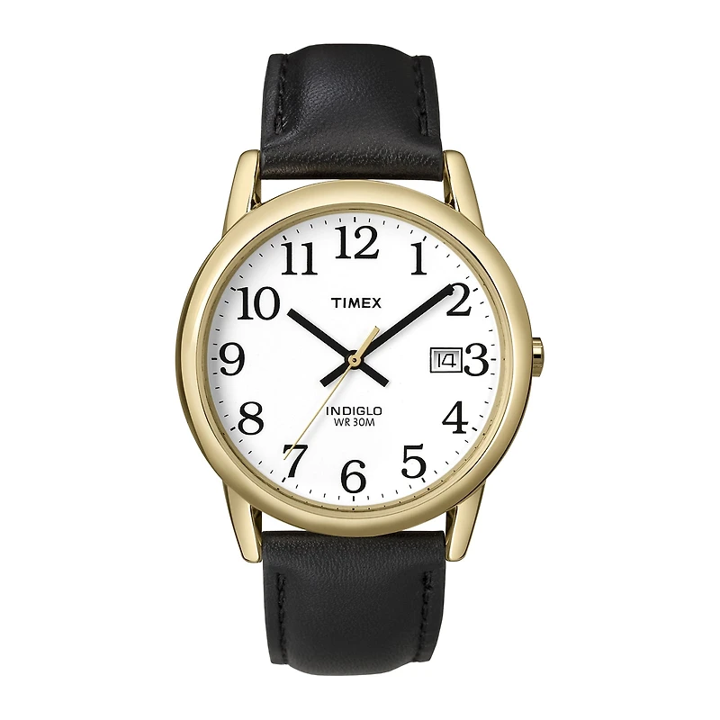 Timex® Easy Reader Mens Black Leather Strap Watch T2H2919J
