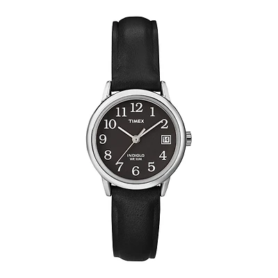Timex® Easy Reader Womens Black Leather Strap Watch T2N5259J
