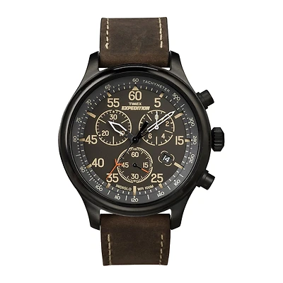 Timex® Expedition® Mens Brown Leather Strap Chronograph Watch T499059J
