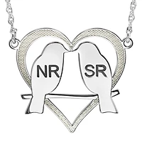 Personalized 25mm Love Birds Heart Couples Necklace