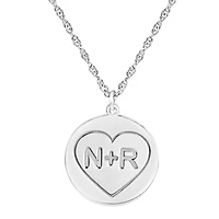 Personalized Couples Engraved Initial Pendant Necklace