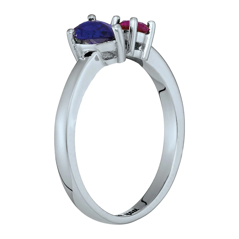 Personalized Simulated Birthstones Sweetheart Couples Ring