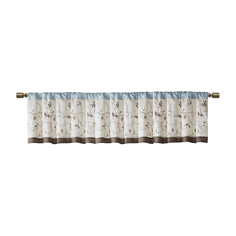 Madison Park Belle Embroidered Rod Pocket Tailored Valance