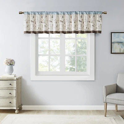 Madison Park Belle Embroidered Rod Pocket Tailored Valance