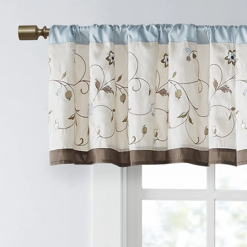 Madison Park Belle Embroidered Rod Pocket Tailored Valance