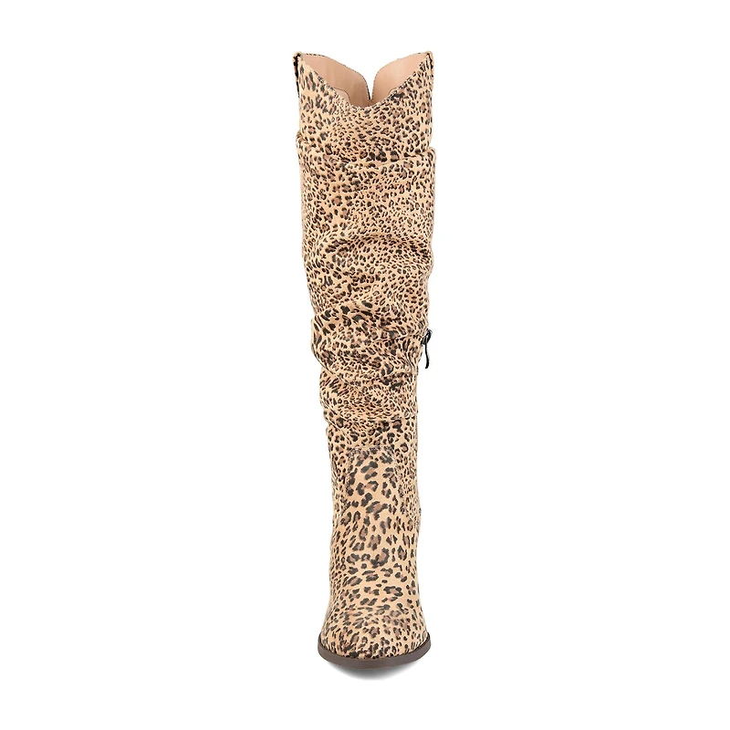 Journee Collection Womens Aneil Extra Wide Calf Stacked Heel Over the Knee Boots