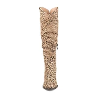 Journee Collection Womens Aneil Extra Wide Calf Stacked Heel Over the Knee Boots
