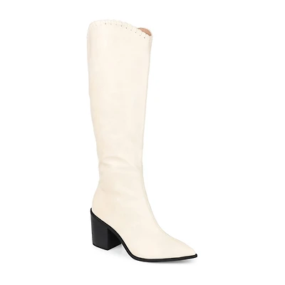 Journee Collection Womens Daria Wide Calf Stacked Heel Riding Boots