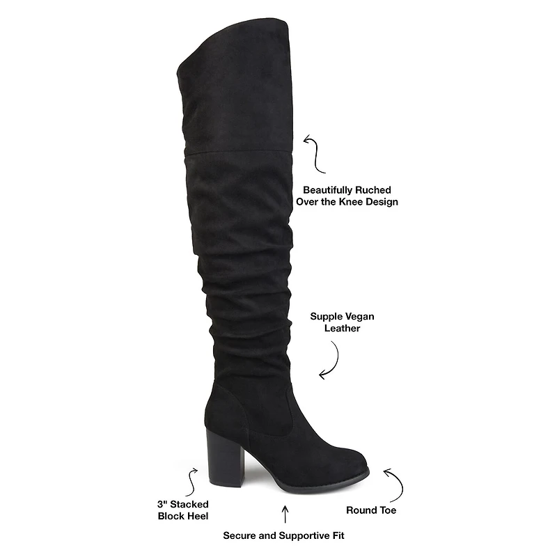 Journee Collection Womens Kaison Wide Calf Stacked Heel Over the Knee Boots