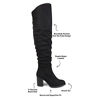 Journee Collection Womens Kaison Wide Calf Stacked Heel Over the Knee Boots