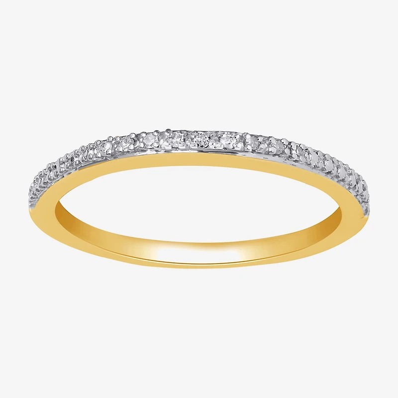 Surrounded by Love Womens Diamond Accent Natural White 14K Gold Over Silver Sterling Wedding Band
