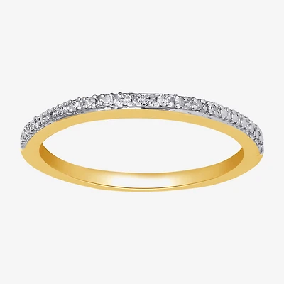 Surrounded by Love Womens Diamond Accent Natural White 14K Gold Over Silver Sterling Wedding Band