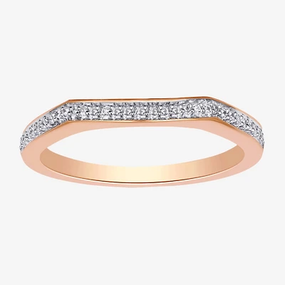 Surrounded by Love Womens 2MM Diamond Accent Natural White 14K Rose Gold Over Silver Sterling Wedding Band