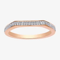 Surrounded by Love Womens 2MM Diamond Accent Natural White 14K Rose Gold Over Silver Sterling Wedding Band