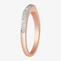Surrounded by Love Womens 2MM Diamond Accent Natural White 14K Rose Gold Over Silver Sterling Wedding Band