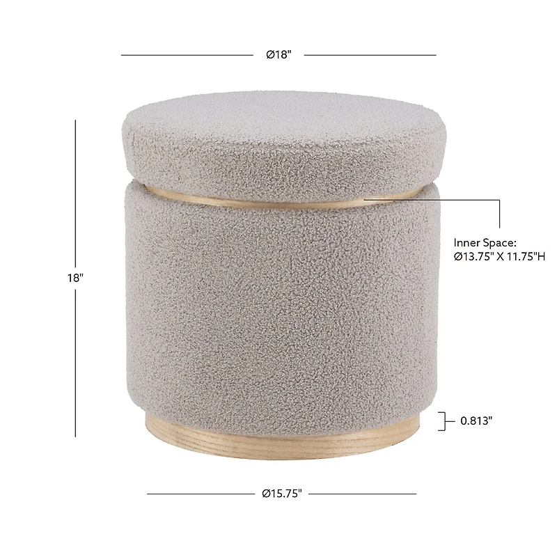 Berlinda Sherpa Round Storage Ottoman