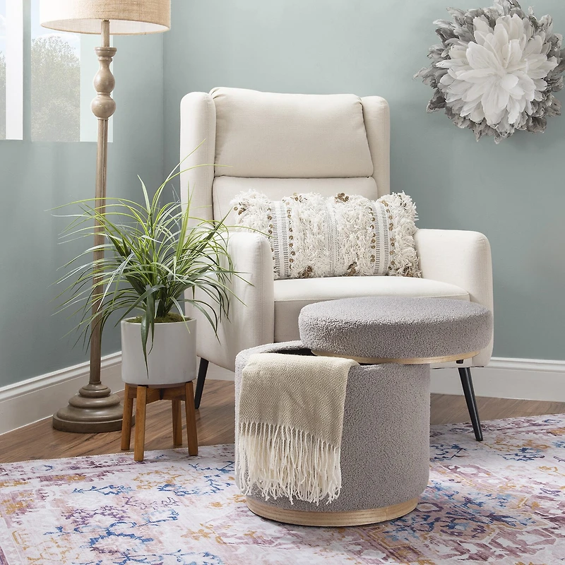 Berlinda Sherpa Round Storage Ottoman