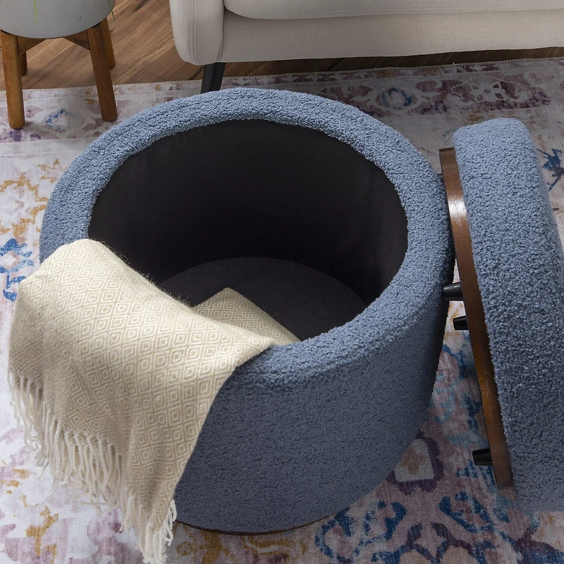 Berlinda Sherpa Round Storage Ottoman