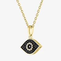 Diamond Accent Womens Diamond Accent Natural Black Diamond 14K Gold Over Silver Evil Eye 18 Inch Pendant Necklace