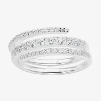 Sparkle Allure Womens 5MM Crystal Pure Silver Over Brass Bypass  Band