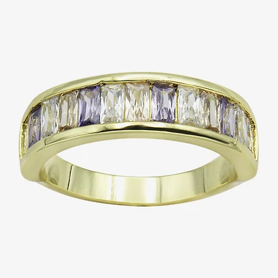 Sparkle Allure Womens 3MM Multi Color Cubic Zirconia 14K Gold Over Brass Band