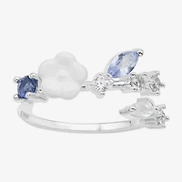 Sparkle Allure Womens Multi Color Crystal Pure Silver Over Brass Flower Bypass  Band
