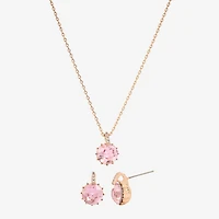Sparkle Allure Pink Womens Pink Crystal 18K Rose Gold Over Brass Round 2-pc. Jewelry Set