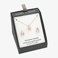 Sparkle Allure Pink Womens Pink Crystal 18K Rose Gold Over Brass Round 2-pc. Jewelry Set