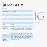 Womens 1 CT. T.W. Natural White Diamond 14K Gold 24.9mm Hoop Earrings