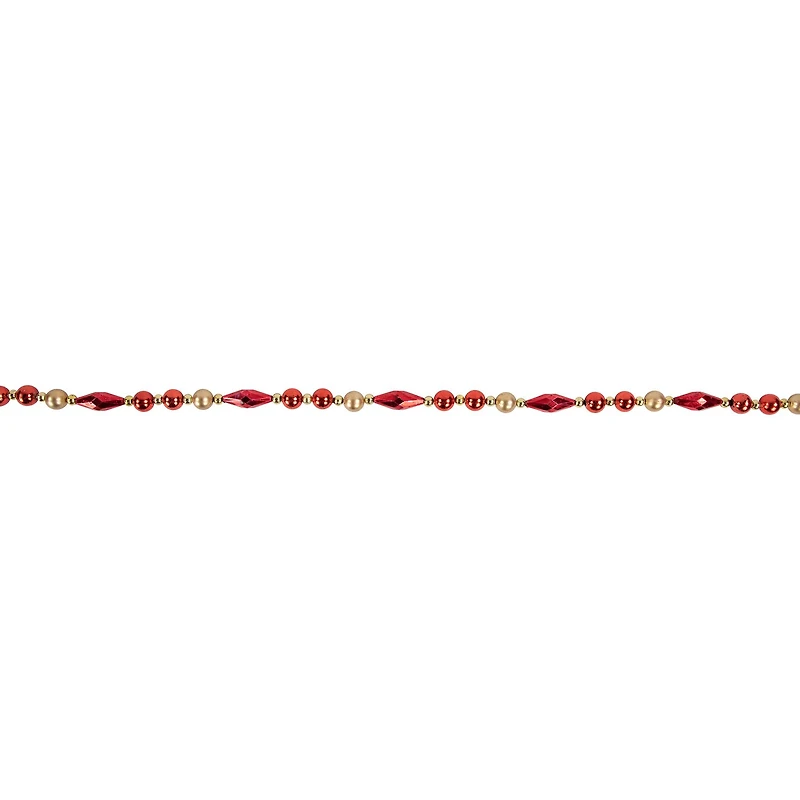 Northlight Shiny And Matte Red And Gold Beaded Unlit Christmas Outdoor Garland