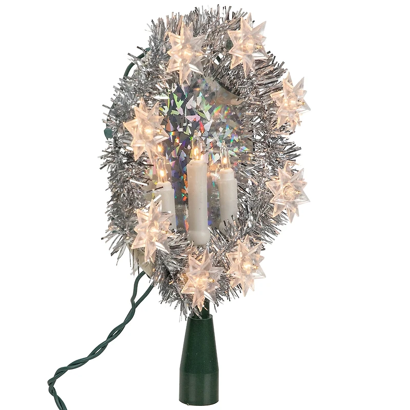 Northlight Silver Candles With Clear Lights Pre-Lit Wreath