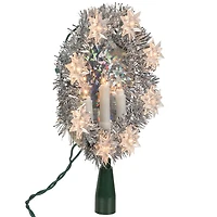 Northlight Silver Candles With Clear Lights Pre-Lit Wreath