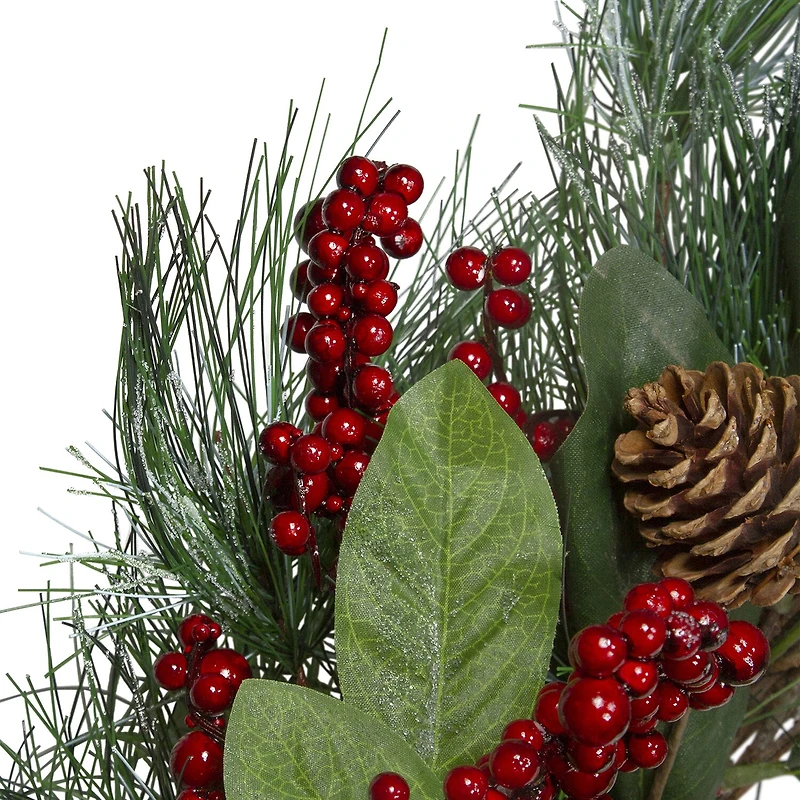 Northlight Leaves Berry And Pine Needle Artificial Unlit Wreath
